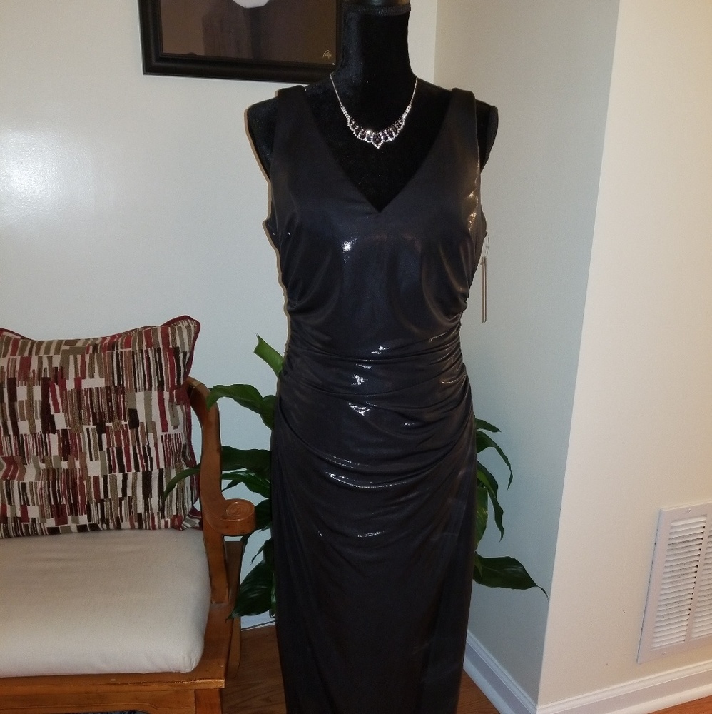 NWT Beautiful, sexy, sleeveless, shiny black gown